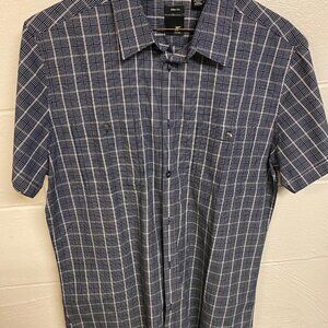 Blue & White Plaid short-sleeve casual shirt